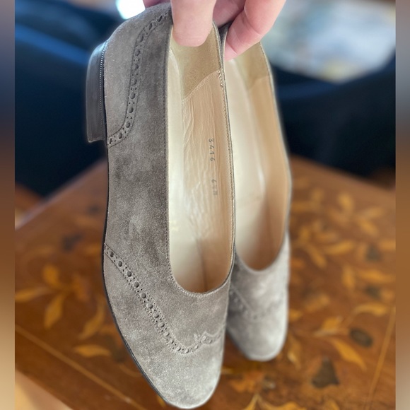 Italian Suede Leather Loafers Size 6.5, good used condition, Dark Brown, NICE - Picture 5 of 14